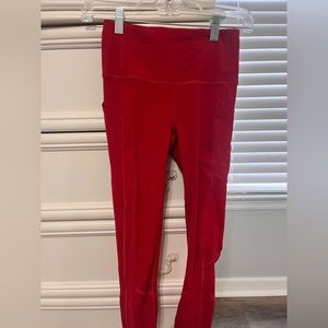 Red Lululemon Pace rival leggings cropped 23” in size 2